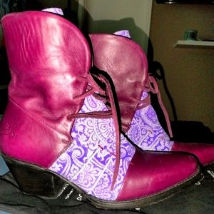 John Fluevog leather purple paisley size 9 1/2 shoes